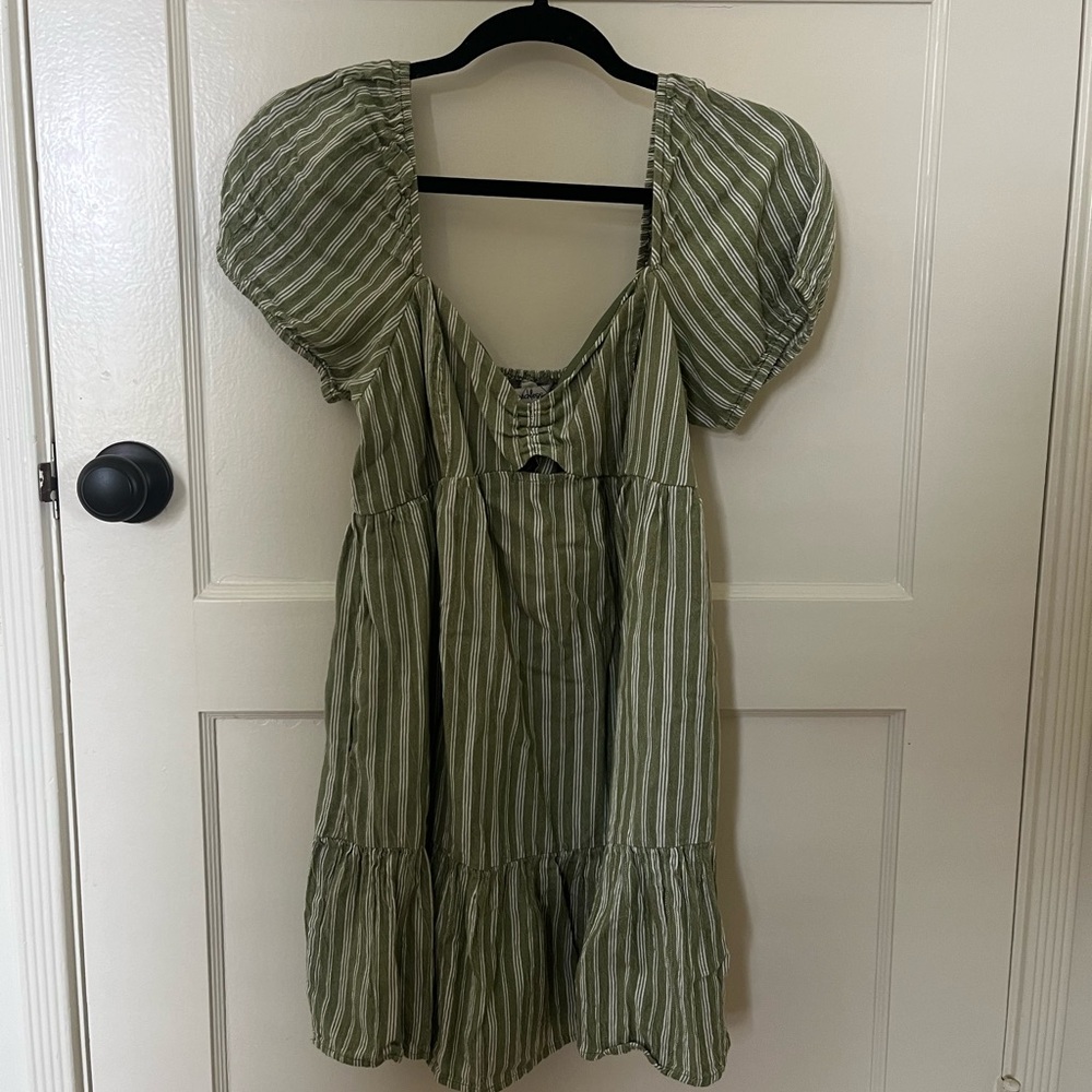Green stripe babydoll dress